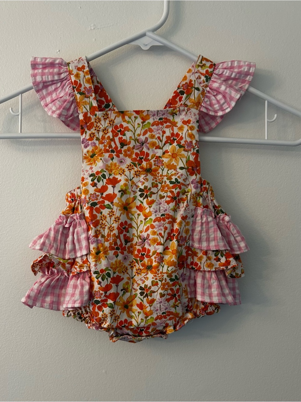 Bonnie Baby Orange Pink Floral Romper